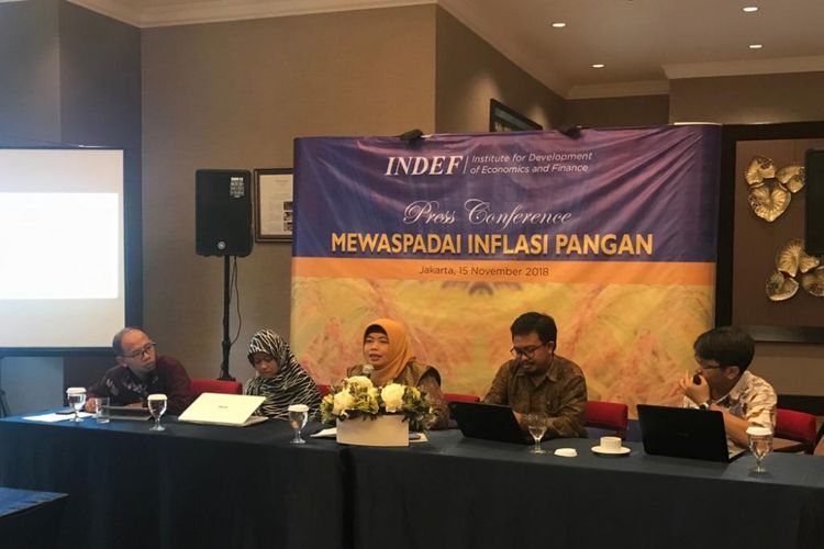 Diskusi dengan tema Mewaspadai Inflasi Pangan yang digelar INDEF di Jakarta, Kamis (15/11/2018).