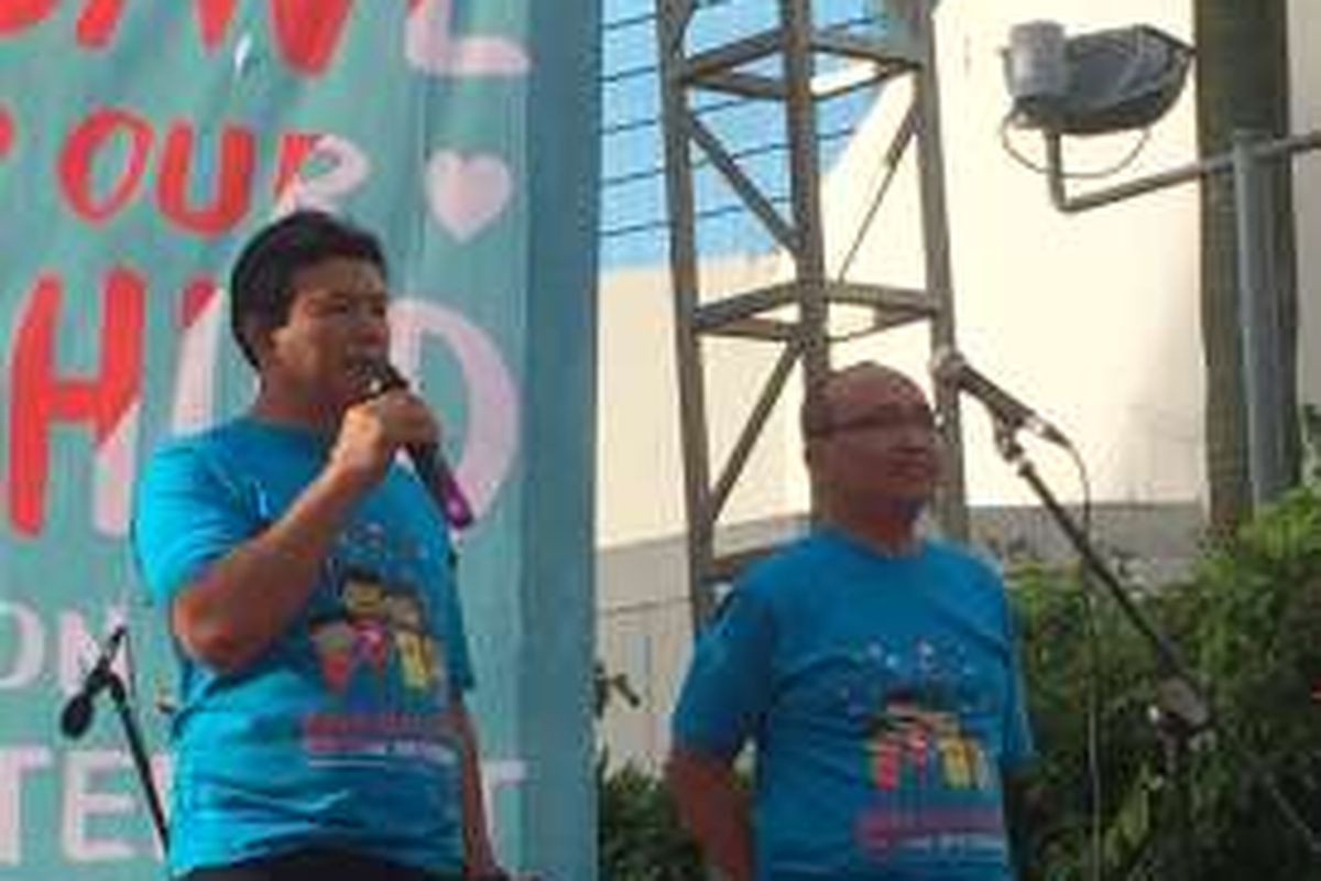Kepala Bareskrim Polri, Komjen Ari Dono Sukmanto dan Deputi Bidang Perlindungan Anak Kemen PPPA, Pribudiarta Nur Sitepu saat kampanye 