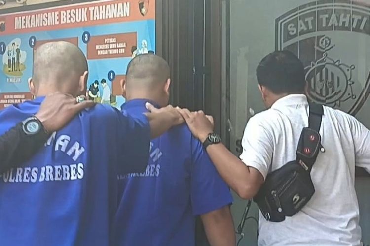 Polisi menangkap 2 orang yang diduga pelaku pengeroyokan seseorang di pinggir jalan Pantura Desa Pakijangan, Kecamatan Bulakamba, Brebes, Jawa Tengah yang videonya viral di media sosial, Kamis (30/5/2024).