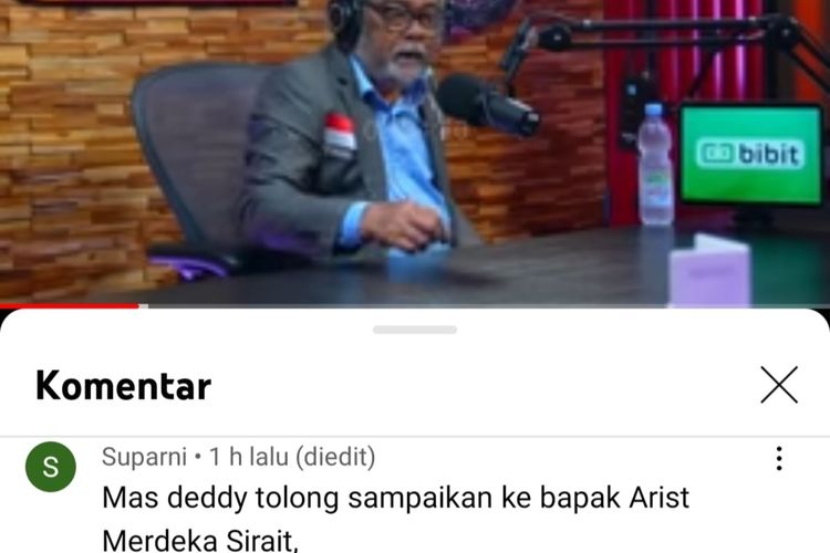 Tangkapan layar curhat warganet soal kasus pemerkosaan anak tiri di Cilacap, Jawa Tengah, pada kolom komentar podcast Deddy Corbuzier.