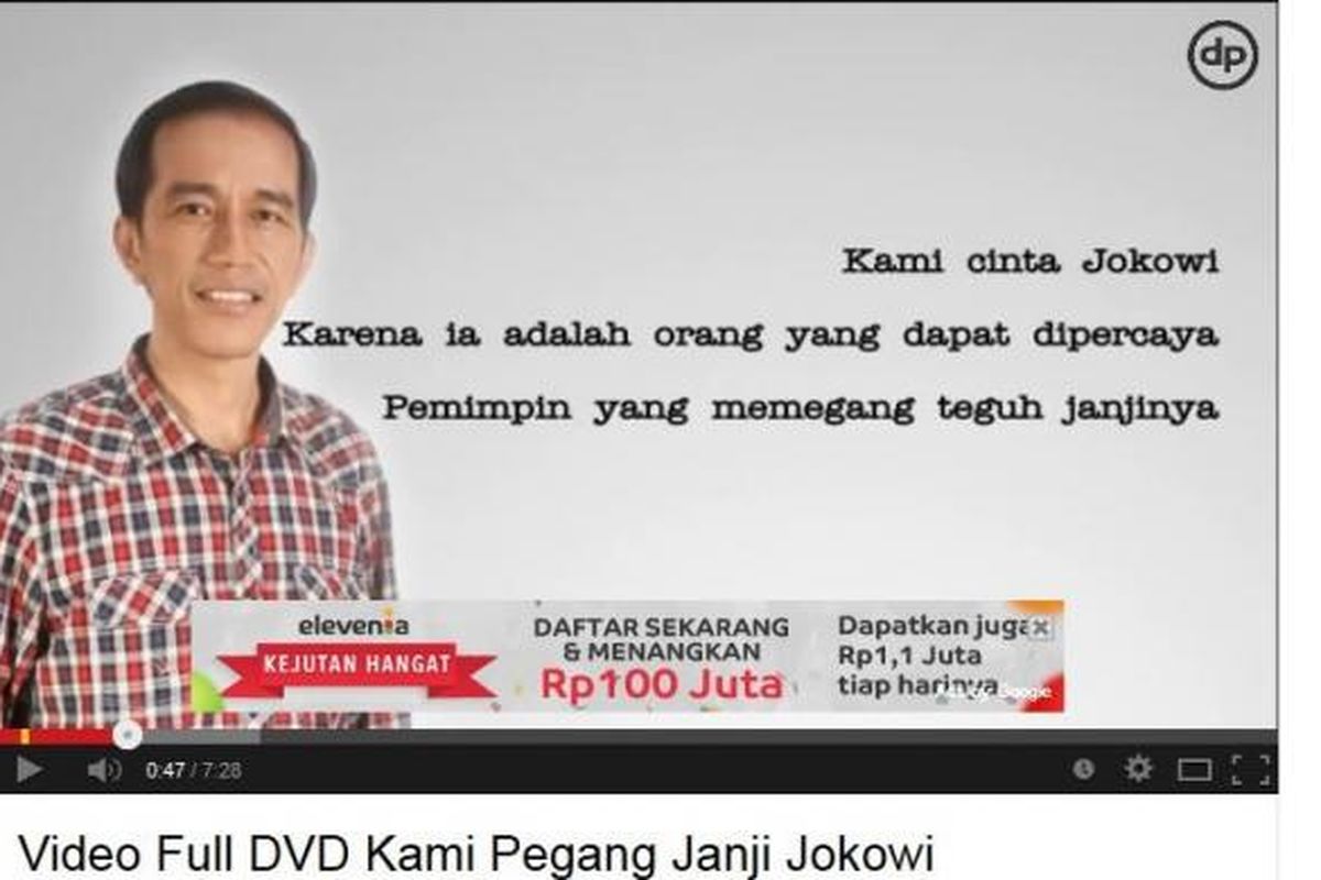 Video Janji Jokowi yang diunggah di youtube. Gambar layar diambil pada Jumat (7/3/2014) pagi.