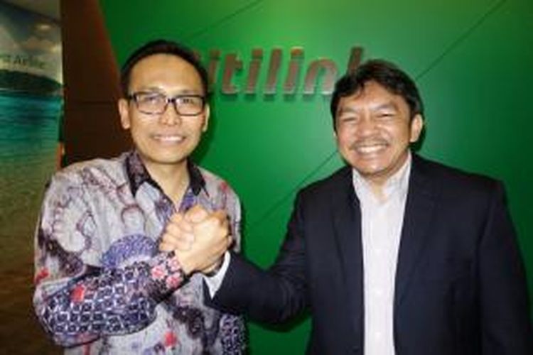 CEO Garuda Arif Wibowo (Kiri) dan CEO Citilink Albert Burhan (kanan)