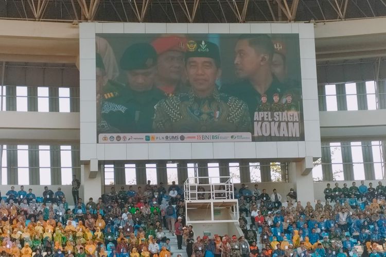Presiden Joko Widodo (Jokowi) tiba di Stadion Manahan Solo, Jawa Tengah (Jateng)