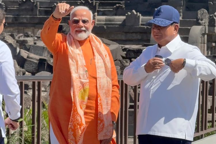 Prabowo dan Perdana Menteri Narendra Modi Tiba di Candi Prambanan
