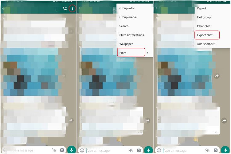 Langkah 1 fitur Export chat di WhatsApp