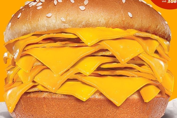 Real Cheeseburger. 20 tumpukan keju tanpa daging. Tertarik?