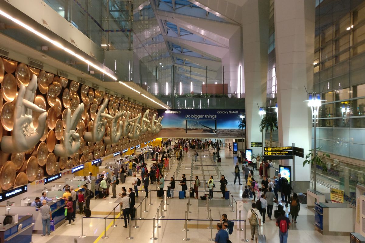Ilustrasi Bandara Internasional Indira Gandhi di New Delhi, India.
