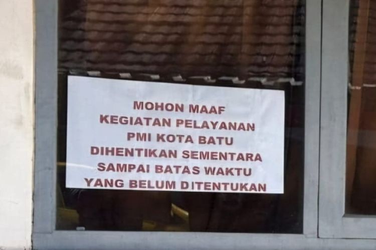 Palang Merah Indonesia (PMI) Kota Batu menghentikan total seluruh kegiatan operasionalnya sejak Jumat (1/8/2025), lalu. 