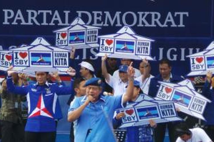 Presiden Susilo Bambang Yudhoyono yang juga Ketua Umum Partai Demokrat di Semarang, Jawa Tengah, Sabtu (29/3/2014).