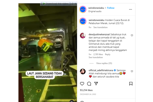 Viral, Video Truk Berjatuhan di Kapal Feri