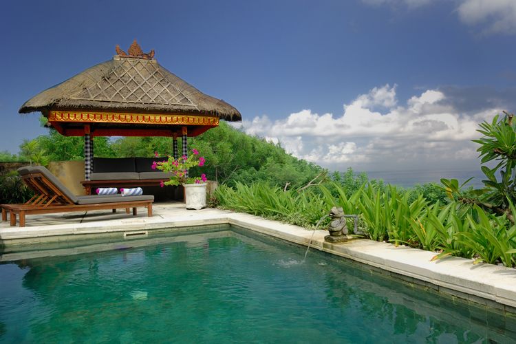 Ilustrasi gazebo bergaya Bali.