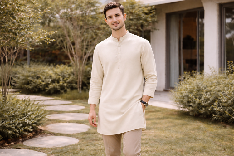 Baju lebaran pria kurta polos