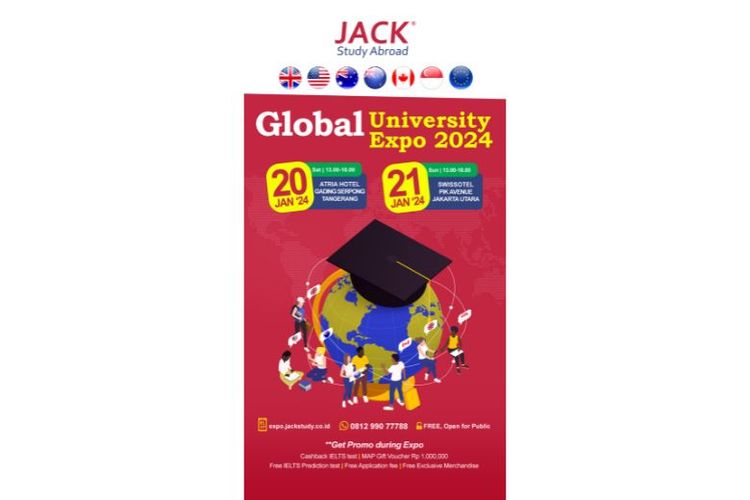 JACK Study Abroad akan menggelar Global University Expo 2024 dihadiri lebih dari 50 universitas dari 10 negara.
