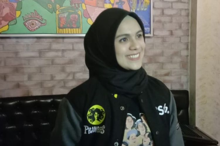 Nycta Gina hadir dalam jumpa pers Youth Fest 2019 dalam rangka HUT ke-48 Prambors Radio di Brizola Cafe, Jakarta Selatan, Kamis (28/3/2019).