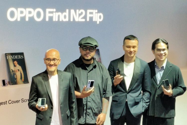 Suasana peluncuran Oppo Find N2 Flip di acara yang digelar di Plaza Indonesia, Jakarta Pusat, Rabu (10/5/2023). 