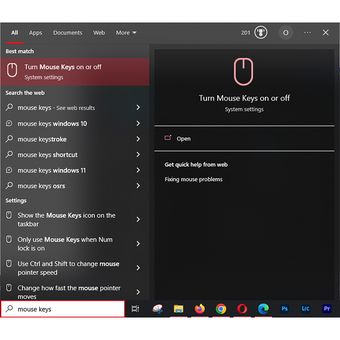 Fitur Mouse Keys di Windows untuk menggerakkan kursor dengan numpad