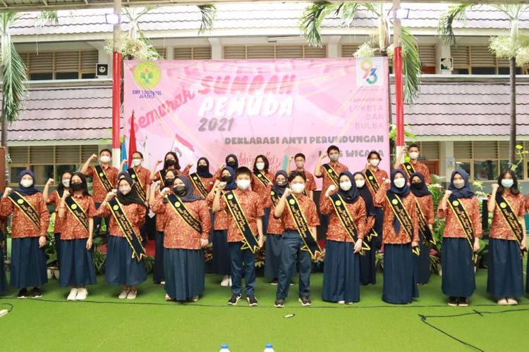 Anak-anak yang terpilih sebagai Agen Perubahan Antiperundungan SMP Labschool Jakarta