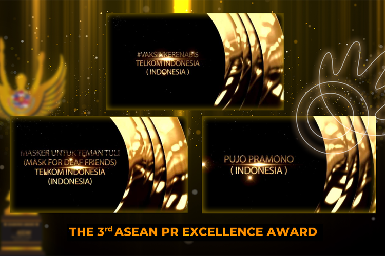 Telkom raih tiga kategori penghargaan dalam ajang The 3rd ASEAN PR Excellence Awards 2021.