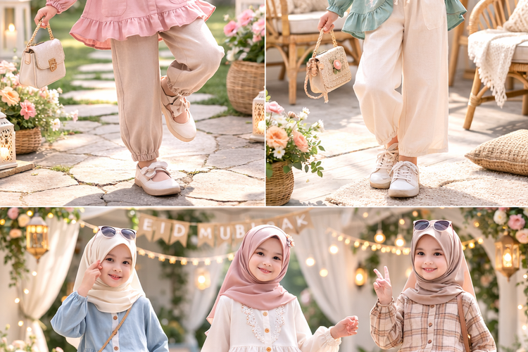 Tren Baju Lebaran Anak Perempuan 2026: Setelan Atasan dan Celana.