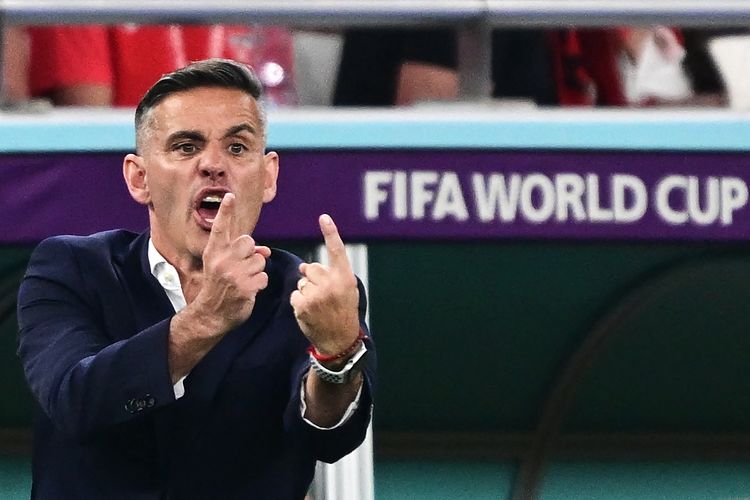 Pelatih timnas Kanada, John Herdman, memberi isyarat pada laga Grup F Piala Dunia Qatar 2022 antara Kanada dan Maroko di Stadion Al-Thumama di Doha pada 1 Desember 2022. PSSI secara resmi memastikan penunjukkan John Herdman sebagai pelatih Timnas Indonesia pada Sabtu (3/1/2026) sore WIB.