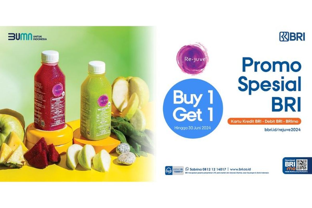 PT Bank Rakyat Indonesia (Persero) Tbk atau BRI hadirkan promo spesial "Buy 1 Get 1" untuk pembelian di merchant Re.Juve.