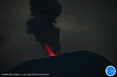 Gunung Ibu Lontarkan Lava Pijar Setinggi 300 Meter