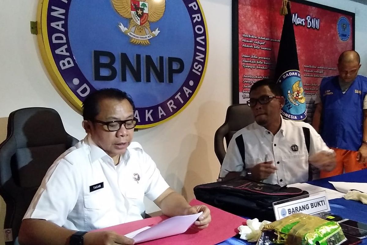 Press conference BNNP DKI Jakarta, Jalan Tanah Abang, Jakarta Pusat, Kamis (23/1/2020).