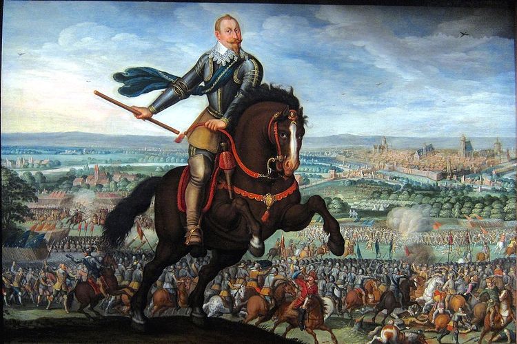Gustavus Adolphus saat terlibat dalam Perang Tiga Puluh Tahun, tepatnya pada Pertempuran Breitenfeld (1631).