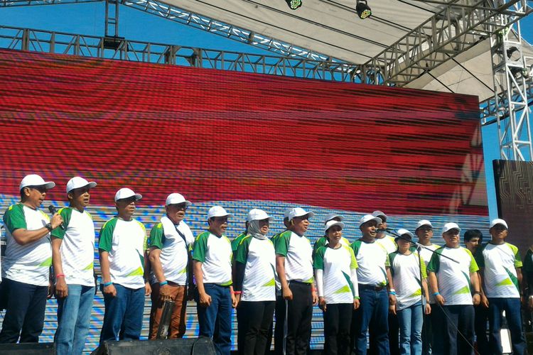 HUT PT Pegadaian (Persero) ke-117 dan Peluncuran Gadai Tanpa Bunga di Lapangan Aldiron, Jakarta, Minggu (1/4/2018).