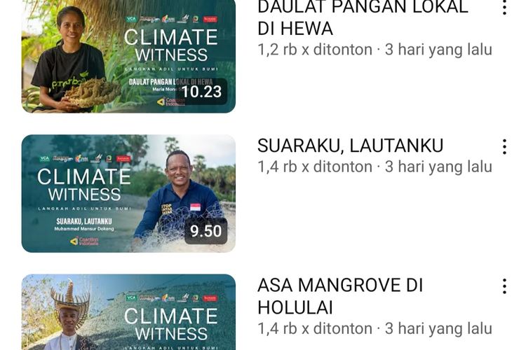 Tangkapan layar film dokumenter Climate Witness yang dirilis di akun YouTube Coaction Indonesia.