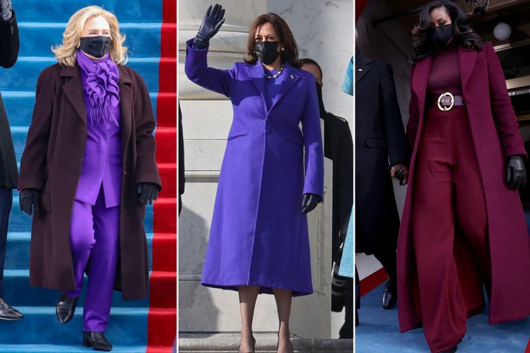 Busana bernuansa ungu yang dikenakan Hillary Clinton, Kamala Harris dan Michelle Obama