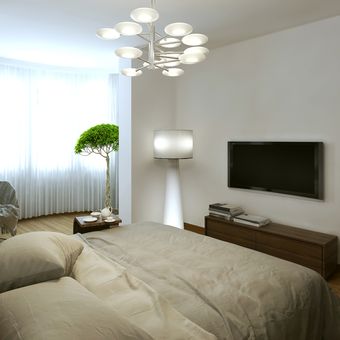 Ilustrasi kamar tidur, TV di kamar tidur