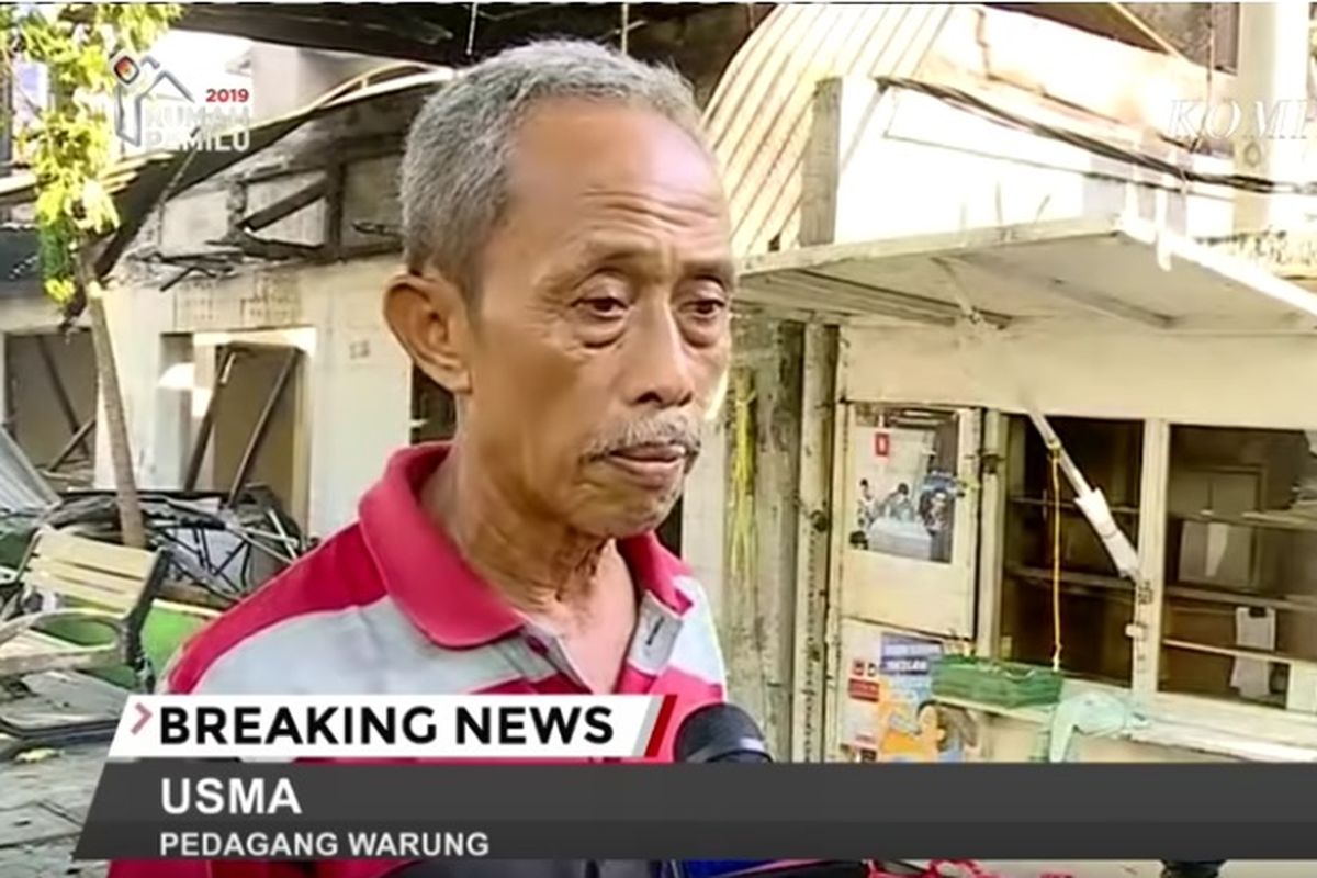 Usma, pemilik warung di Jalan Wahid Hasyim, Jakarta Pusat. Warung milik Usma dijarah saat kerusuhan 22 Mei 2019.