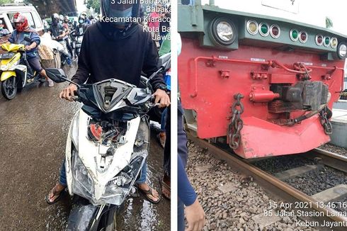 Unggahan Viral Pengendara Motor Terobos Perlintasan KA dan Tabrak Lokomotif, Ini Kronologinya