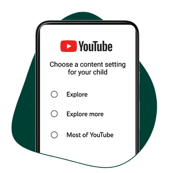 Tiga pilihan setelan konten yang bisa ditonton anak lewat supervised account di YouTube