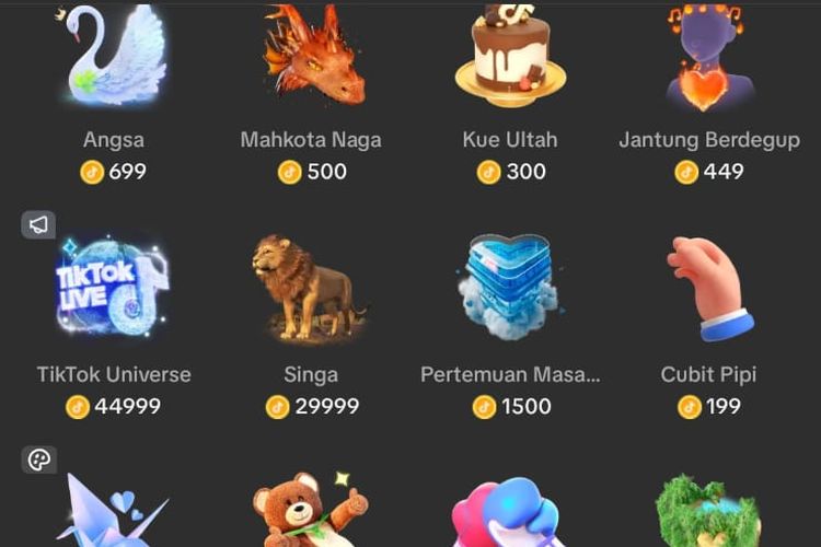 Daftar Lengkap Harga Gift di TikTok beserta Nominalnya