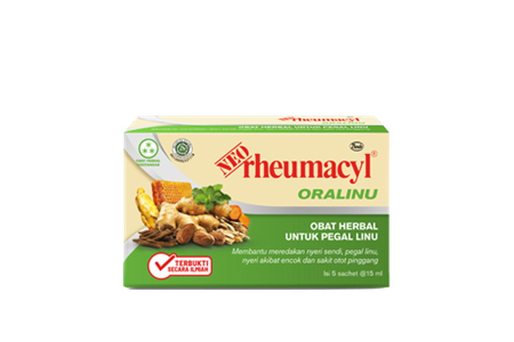 Neo rheumacyl Oralinu produksi PT Tempo Scan Pacific mengandung ekstrak bahan alami yang sudah terbukti efektif membantu meredakan nyeri persendian pegal linu, encok, dan nyeri otot. Tak sekadar klaim, pihak Oralinu telah membuktikannya secara ilmiah.