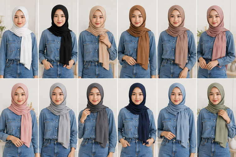 Baju Warna Denim Cocok dengan Jilbab Warna Apa? Ini 12 Pilihannya