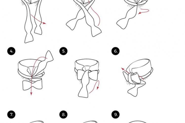 Ilustrasi memakai dasi simpul kupu-kupu