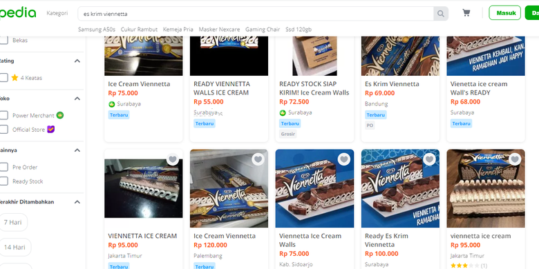 Es krim Viennetta di Tokopedia