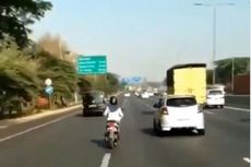 Viral, Video Perempuan Pengendara Motor Ngebut di Tol Gunung Sari Surabaya