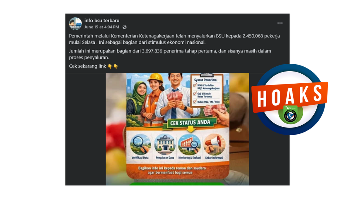 INFOGRAFIK: Hoaks Pemerintah Salurkan BSU pada Juni 2026, Awas Penipuan!