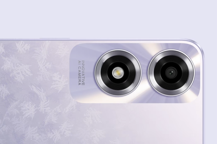 Tampilan kamera belakang dari Oppo A2x varian warna Ungu