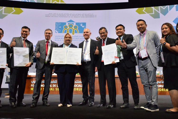 BPJS Ketenagakerjaan (BPJAMSOSTEK) memborong 5 penghargaan sekaligus di World Social Security Forum (WSSF), di Marrakech, Maroko, Selasa (24/10/2022). 