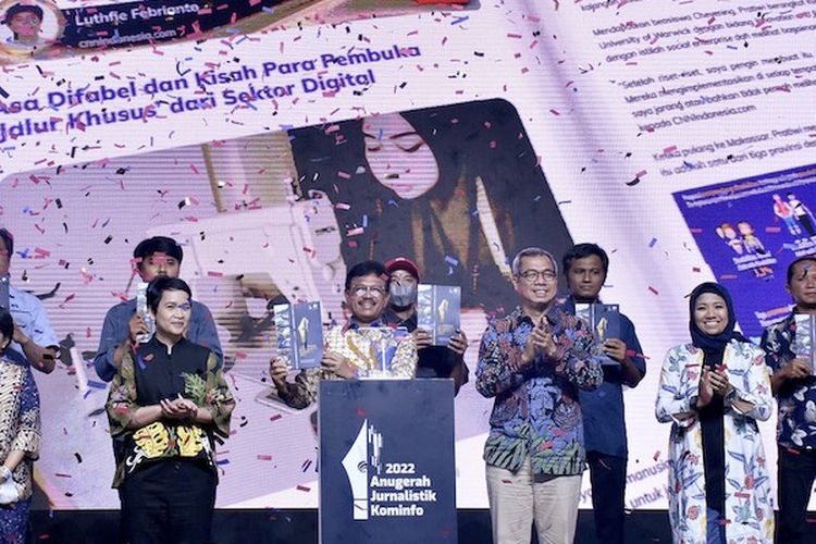 Acara puncak Anugerah Jurnalistik Kominfo (AJK) 2022 digelar di Hotel Indonesia Kempinski, Jakarta Pusat, Rabu (30/11/2022).