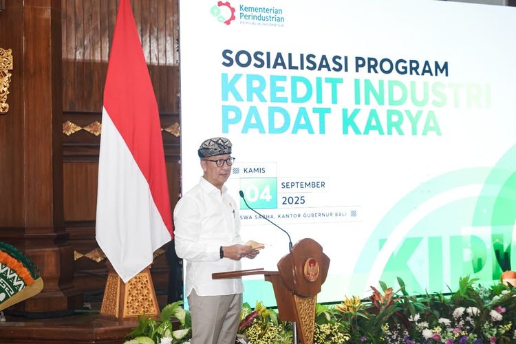 Menteri Perindustrian, Agus Gumiwang Kartasasmita, saat melakukan sosialisasi KIPK di Bali, Kamis (4/9/2025).