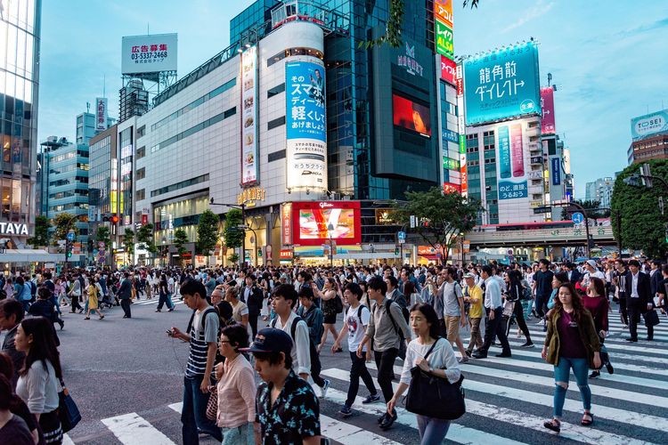 Ilustrasi pemandangan kota Tokyo, Jepang.