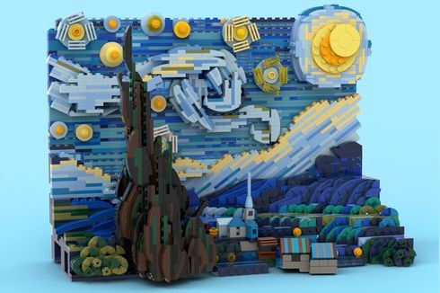 Starry Night Vincent Van Gogh dalam Lego 1552 Balok 