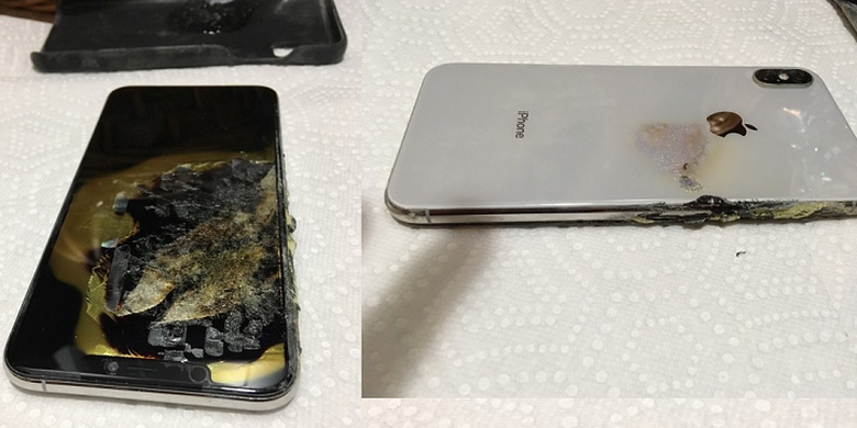 iPhone XS Max milik J Hillard yang terbakar