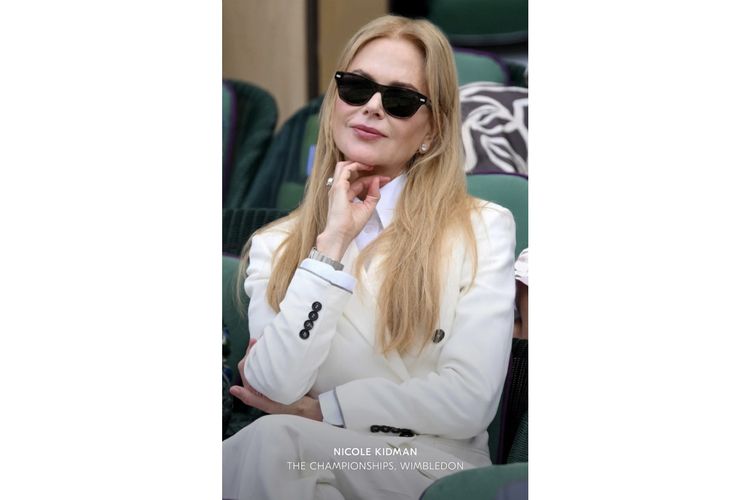 Gaya formal Nicole Kidman di ajang Wimbledon 2024, di London, Inggris.